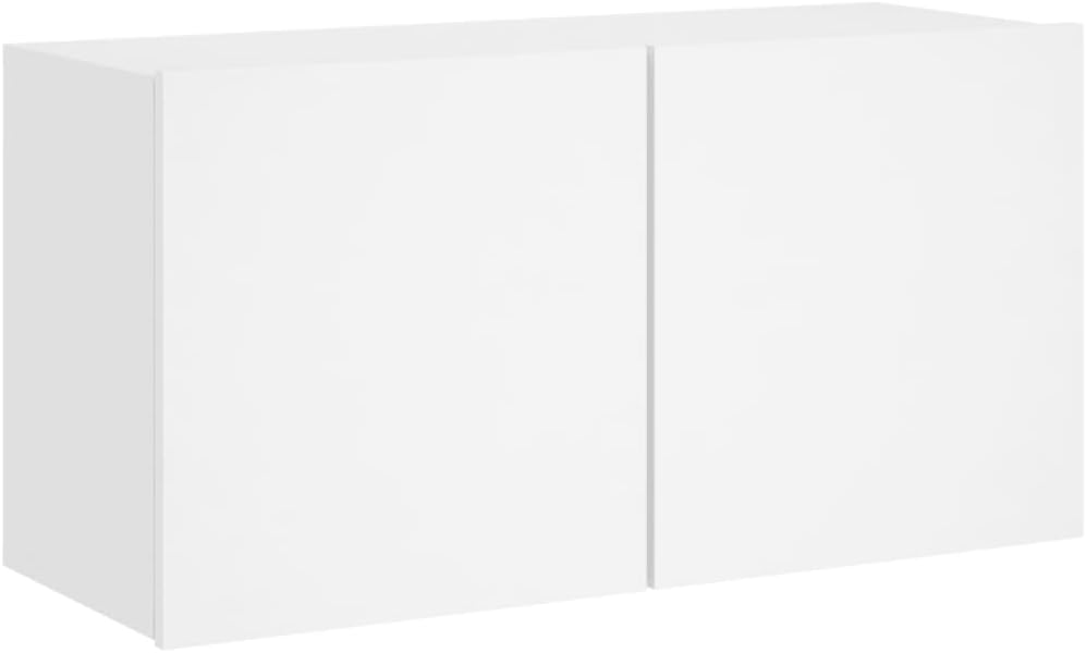 Wohnwand Wohnzimmer 5-teilig klein hängend | Wohnzimmerschrank Weiß, Schwarz, Eiche, Beton für Fernseher bis 35 Zoll | TV Wandschrank Schrankwand aus Holz Gesamtbreite 160 cm (Weiß)