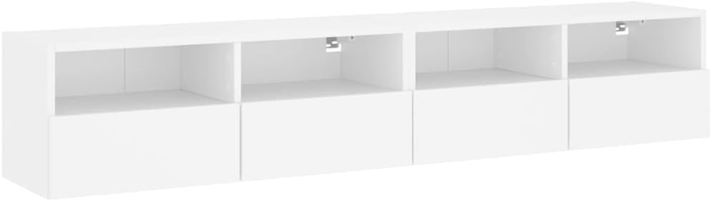 Wohnwand Wohnzimmer 5-teilig klein hängend | Wohnzimmerschrank Weiß, Schwarz, Eiche, Beton für Fernseher bis 35 Zoll | TV Wandschrank Schrankwand aus Holz Gesamtbreite 160 cm (Weiß)