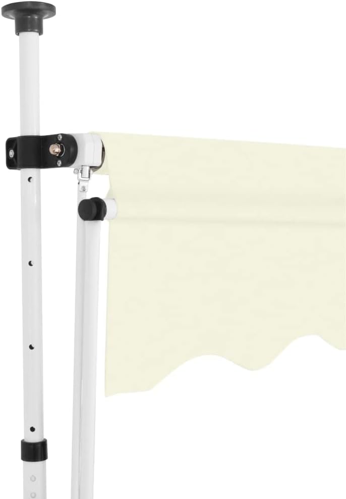 Markise mit Handkurbel 400x300 ohne Bohren | 4m breit & variabel in der Höhe | Einziehbare Klemmmarkise für Terrasse, Balkon, Fenster mit Kurbel (Creme)