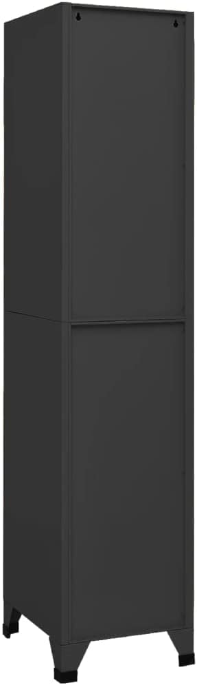 Hochwertiger Büroschrank abschließbar Schwarz aus Metall | Aktenschrank mit 4 Fächern 180x38x45 cm | Metallschrank Anthrazit