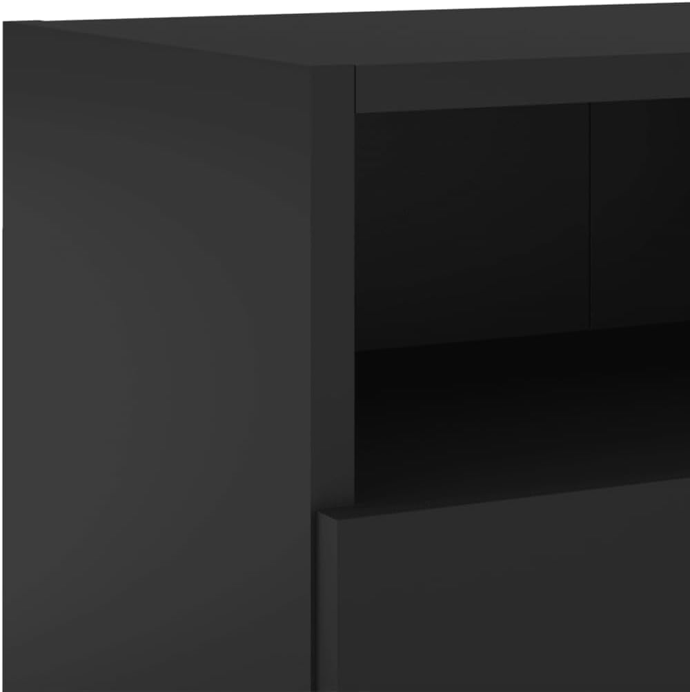 Wohnwand Wohnzimmer 5-teilig klein hängend | Wohnzimmerschrank Weiß, Schwarz, Eiche, Beton für Fernseher bis 35 Zoll | TV Wandschrank Schrankwand aus Holz Gesamtbreite 160 cm (Schwarz)
