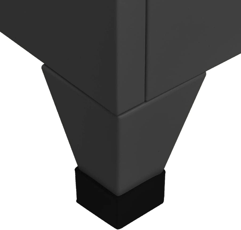 Hochwertiger Büroschrank abschließbar Schwarz aus Metall | Aktenschrank mit 4 Fächern 180x38x45 cm | Metallschrank Anthrazit