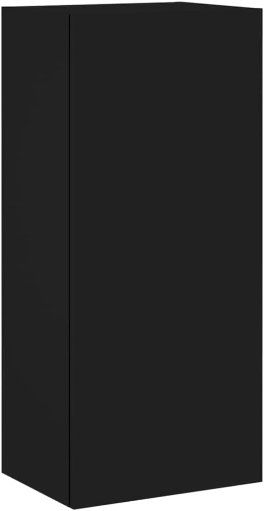Wohnwand Wohnzimmer 5-teilig klein hängend | Wohnzimmerschrank Weiß, Schwarz, Eiche, Beton für Fernseher bis 35 Zoll | TV Wandschrank Schrankwand aus Holz Gesamtbreite 160 cm (Schwarz)