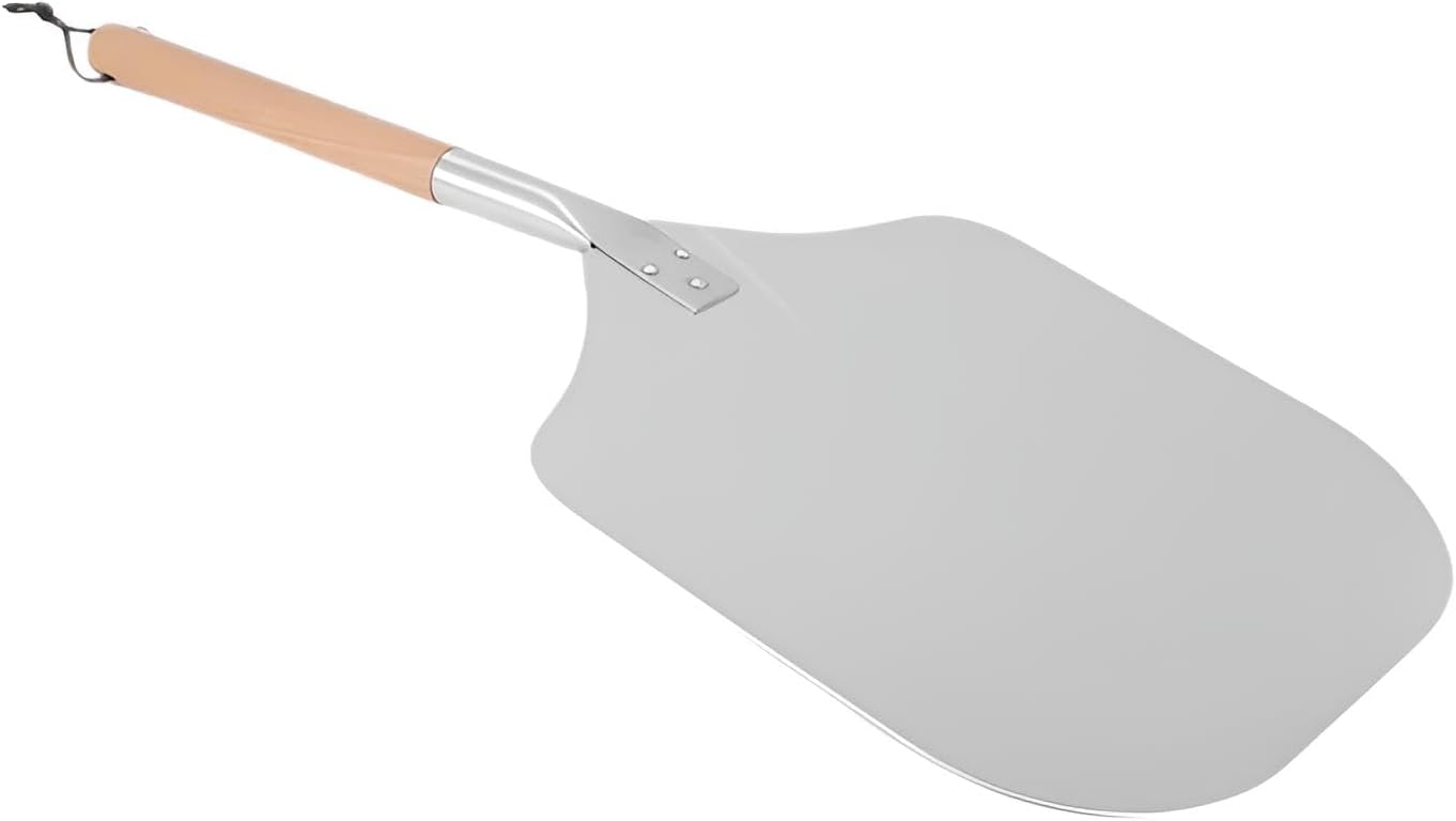 Pizzaschieber 30 cm legiertes Aluminium | Leichte & haltbare Pizzaschaufel mit Holzgriff | Spülmaschinenfester Pizzaheber