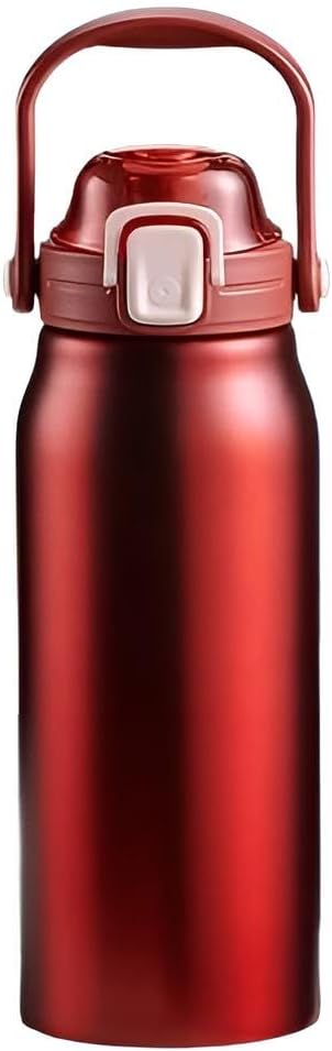 Premium Thermosflasche 2l Trinkflasche | Thermoskanne 2 Liter | Isolierflasche aus Edelstahl (Rot)