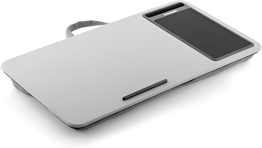 Premium Laptop-Tisch für Bett, Sofa, Couch, Auto dank Kissen | Laptop Unterlage Schoß mit Mauspad | Ablage aus Holz | Mobiles Arbeiten mit Laptop & Handy
