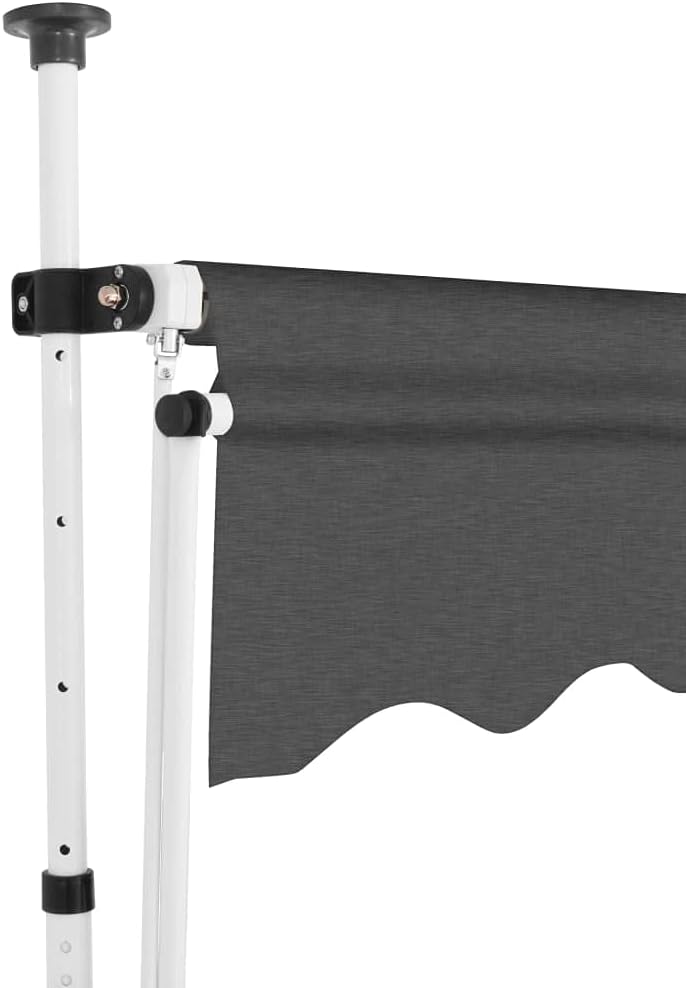 Markise mit Handkurbel 400x300 ohne Bohren | 4m breit & variabel in der Höhe | Einziehbare Klemmmarkise für Terrasse, Balkon, Fenster mit Kurbel (Anthrazit)