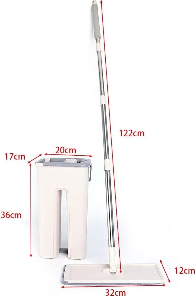 Mop mit Stiel, Eimer & Auswringfunktion | Wischmopp-Set mit Teleskopstange & 10 Mikrofaser-Pads