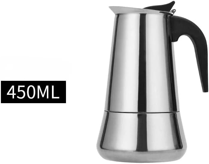 Espressokocher Induktion 2 Tassen & 8 Tassen | Espressomaschine Edelstahl 200ml & 400ml | Kaffeekocher, Kaffeebereiter, Camping Kaffeemaschine (450 ml)