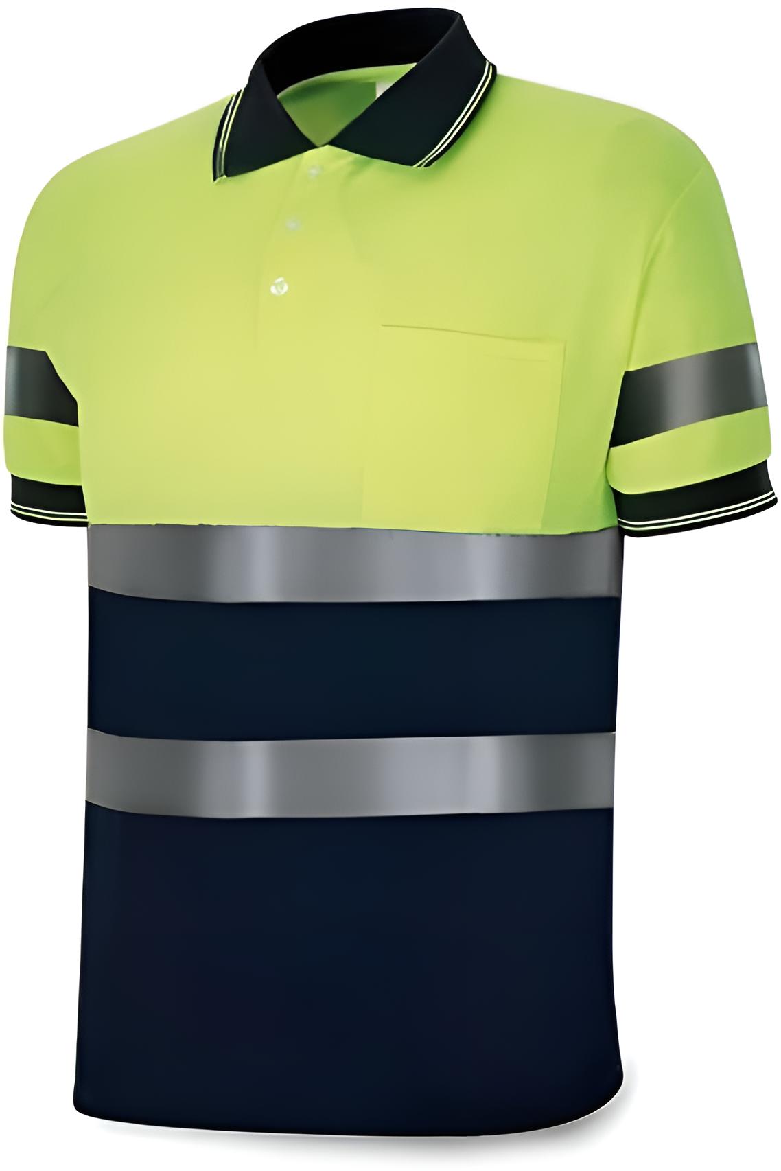 T-Shirt Baustelle Sommer reflektierend | Arbeits-T-Shirt atmungsaktiv | Stilvolles Kurzarm-Poloshirt für heiße Tage (DE/NL/SE/PL, Alphanumerisch, S, Regular, Regular, Standard, Gelb-Marineblau)
