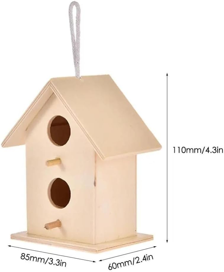 Vogelhaus wetterfest zum Aufhängen aus Holz | DIY Style zum Bemalen | Vogelfutterhaus Vogelhäuschen (Einfache Öffnung)