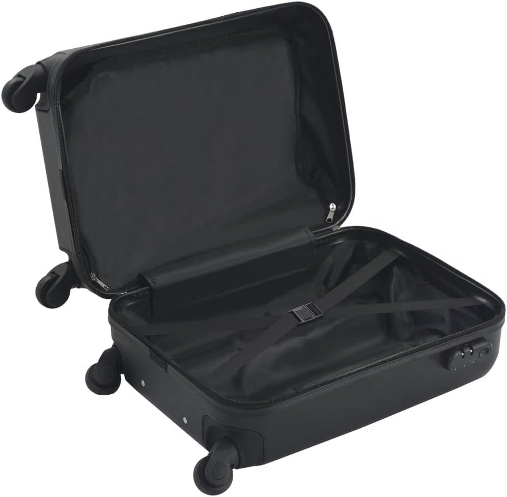 Premium Hartschalenkoffer klein Handgepäck mit Rollen | Kompakter Koffer in Schwarz 55 cm | Rollkoffer Hartschale | Kabinenkoffer aus ABS