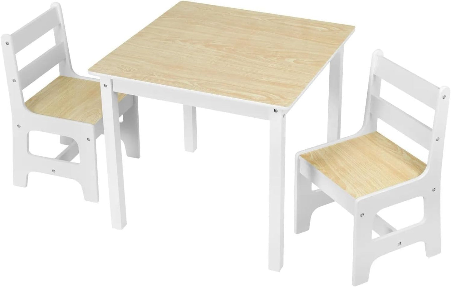 Kinderzimmer Möbel Set aus Tisch und 2 Stühlen | Kindermöbel Kinderzimmer Sitzgruppe in Weiß