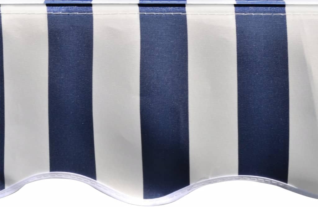 Premium Markisenbespannung 4x3 m wasserdicht | Wasserabweisender Markisenstoff 3m breit Blau, Gelb, Anthrazit (Blau-Weiß)