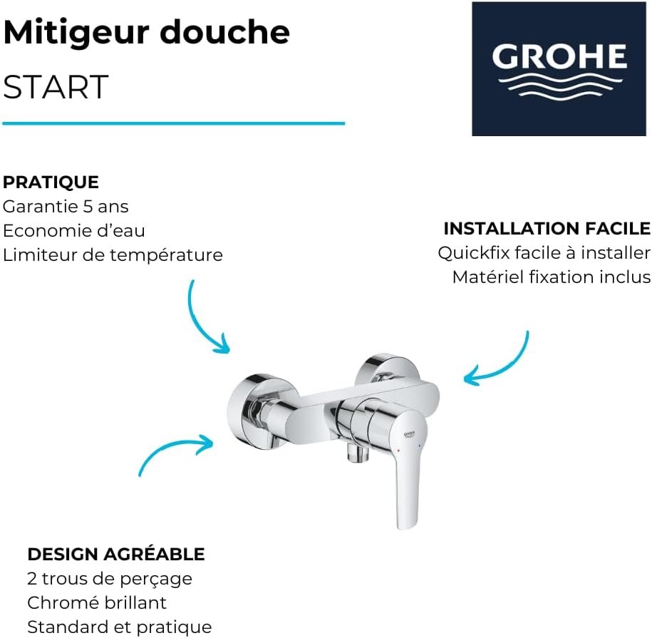 GROHE Start | Einhand-Brausebatterie, DN15 | mit GROHE SilkMove 35 mm Keramik-Kartusche | Chrom | 23205002
