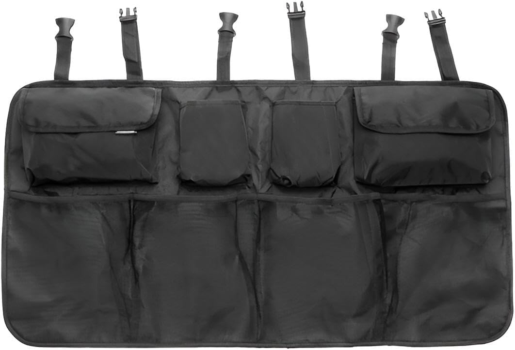 Auto Kofferraum Organizer Klett & Riemen | Kofferraumtasche mit 8 Fächern & doppeltem Halt | Autotasche wasserfest zur übersichtlichen Aufbewahrung
