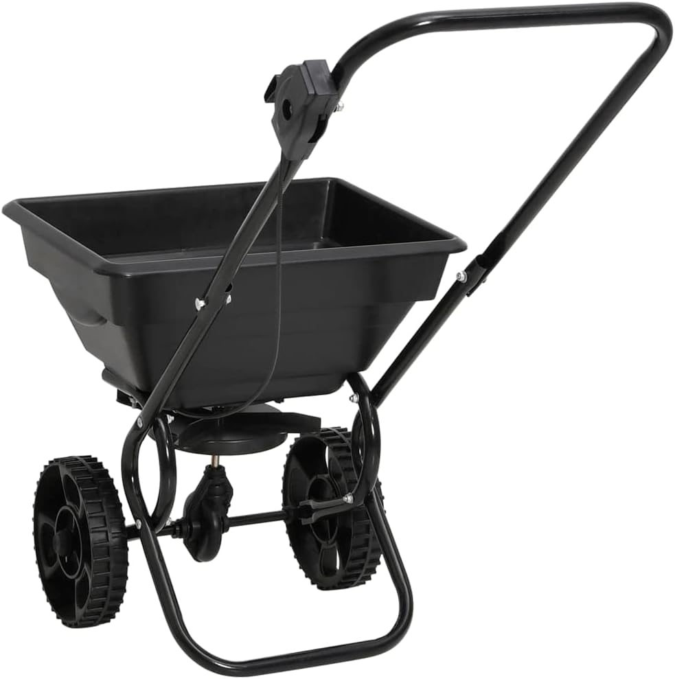 Handstreuwagen für Salz 92 cm breit | Salzstreuwagen Winter Stahl | Streuwagen für Rasen & Dünger zum Schieben | Streumaschine
