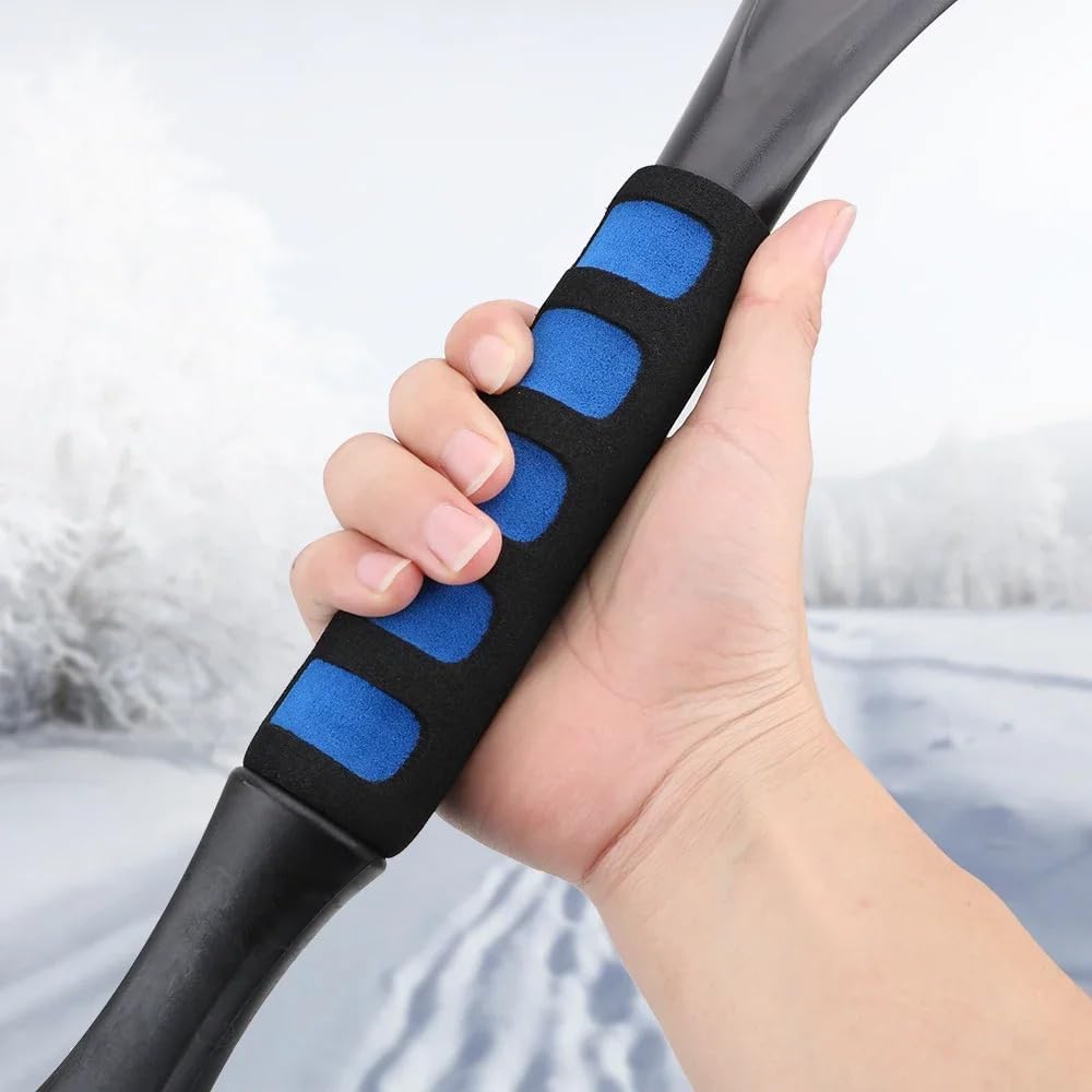 Eiskratzer Auto mit Besen | Schneebesen & Scheibenkratzer 2in1 | Ergonomischer Eisschaber | Reinigungsbürste Schnee 60 cm