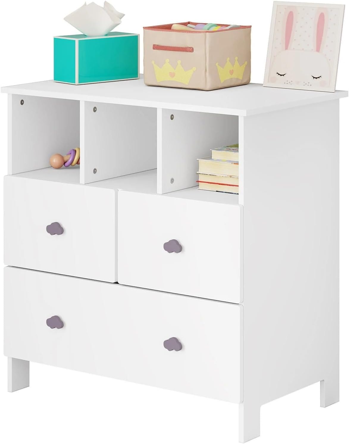 Kinderzimmer-Schrank aus Holz in Weiß | Möbel-Regal für Jungen & Mädchen | Kindermöbel-Organizer zur Aufbewahrung