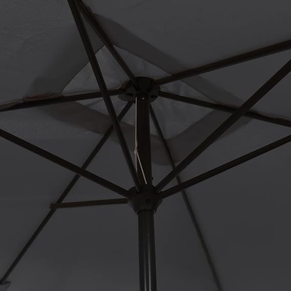 Premium Sonnenschirm 300 cm rechteckig mit Kurbel | Sonnenschirm mit Ständer & Fuß aus Metall in Rot oder Schwarz (Schwarz)