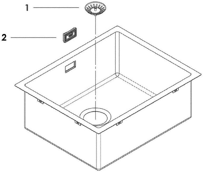 GROHE K700 | 1 Becken | Küchenspüle - Aufsatz- oder Unterputzmontage | inklusive: Ablaufgarnitur, Siebkorb, Montageset | Edelstahl | 31726SD0, 60 cm