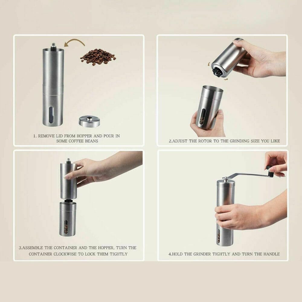 Premium Kaffeemühle manuell mit Keramikmahlwerk | Handkaffeemühle für Espresso, Filterkaffee, French Press & mehr | Auch als Gewürz- und Pfeffermühle verwendbar