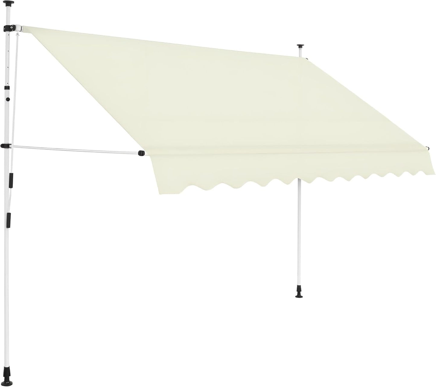 Markise mit Handkurbel 300x250 ohne Bohren | 3m breit & variabel in der Höhe | Einziehbare Klemmmarkise für Terrasse, Balkon, Fenster mit Kurbel (Creme)