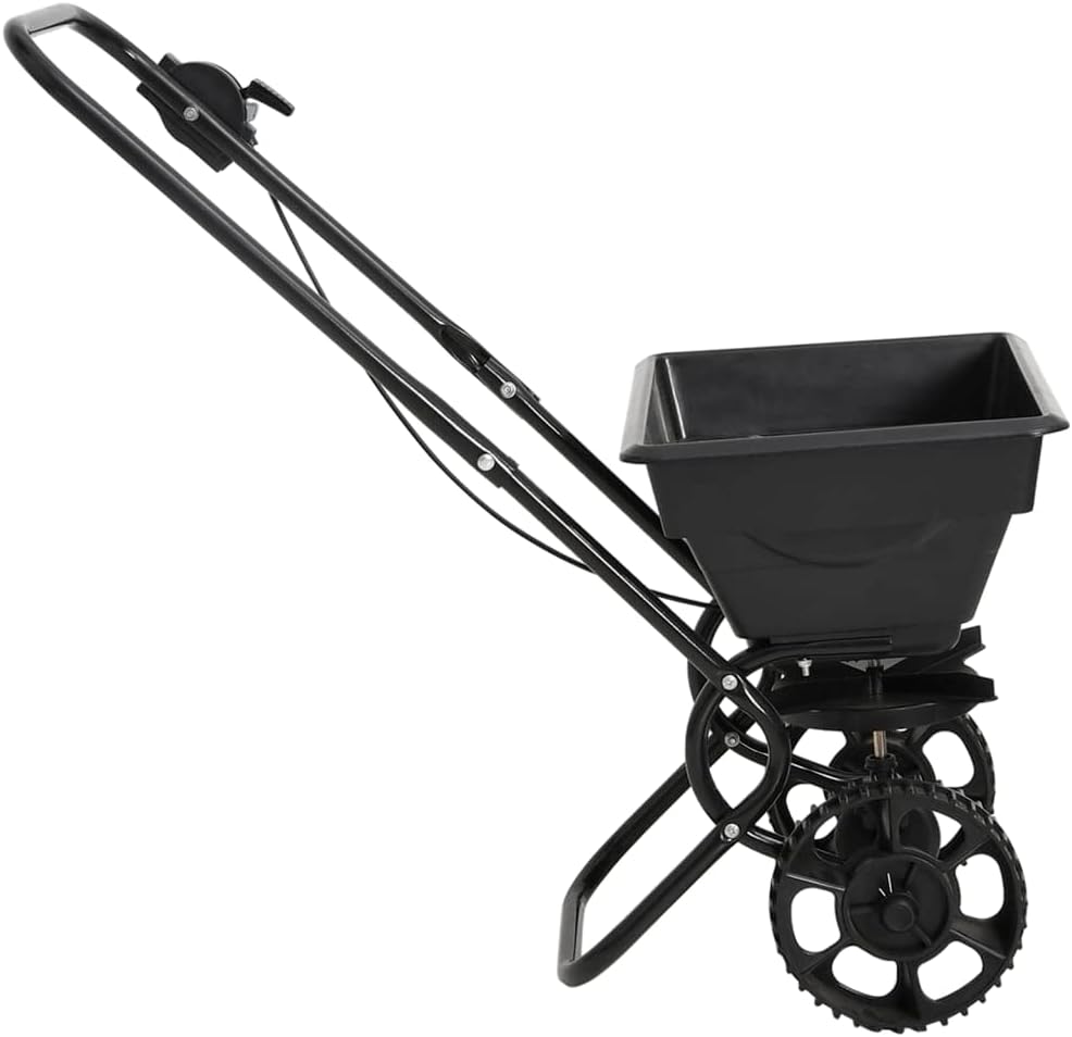 Handstreuwagen für Salz 92 cm breit | Salzstreuwagen Winter Stahl | Streuwagen für Rasen & Dünger zum Schieben | Streumaschine