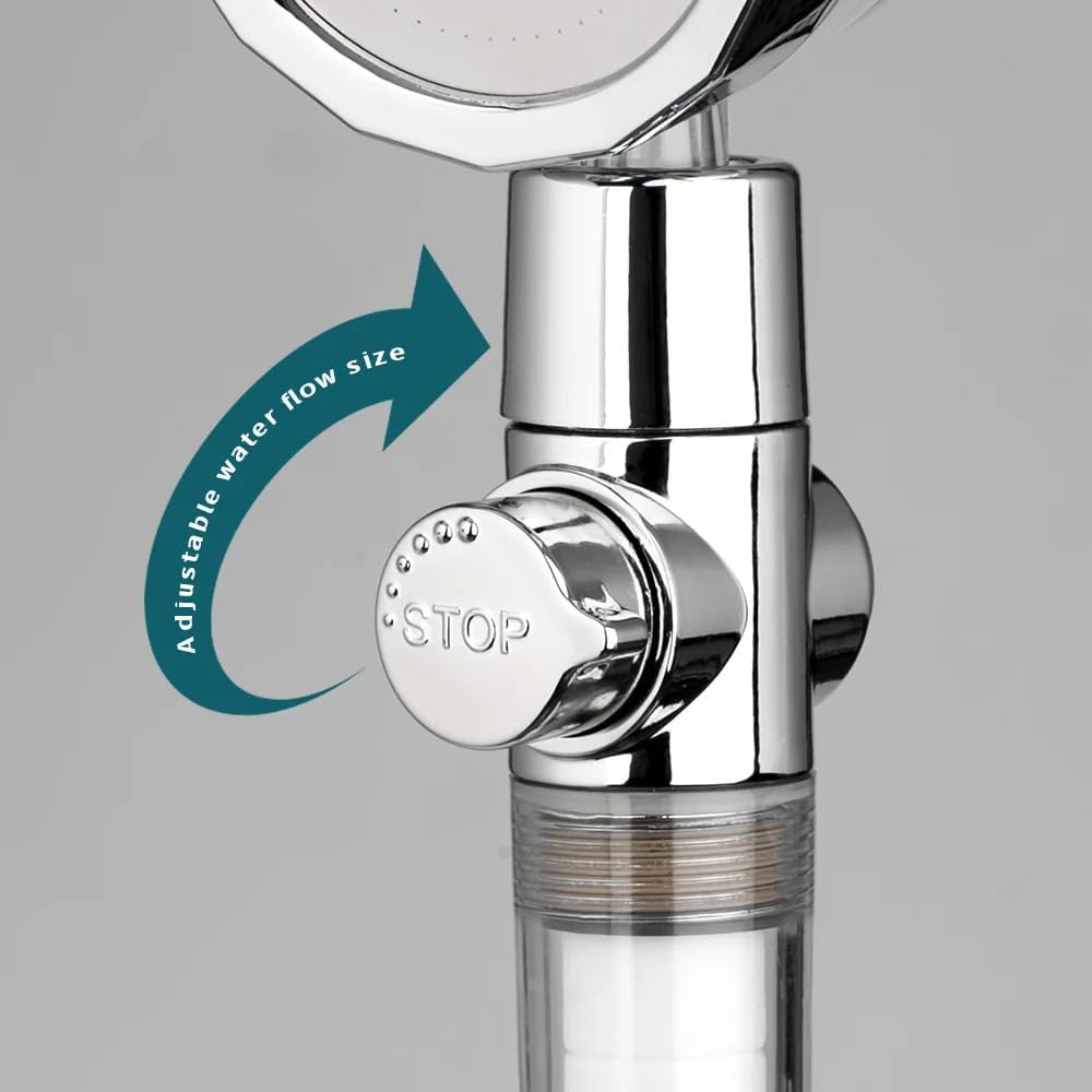 Duschkopf mit Propeller wassersparend | Duschbrause & Handbrause mit Schlauch ohne Halterung | Gereinigtes Wasser durch Filter