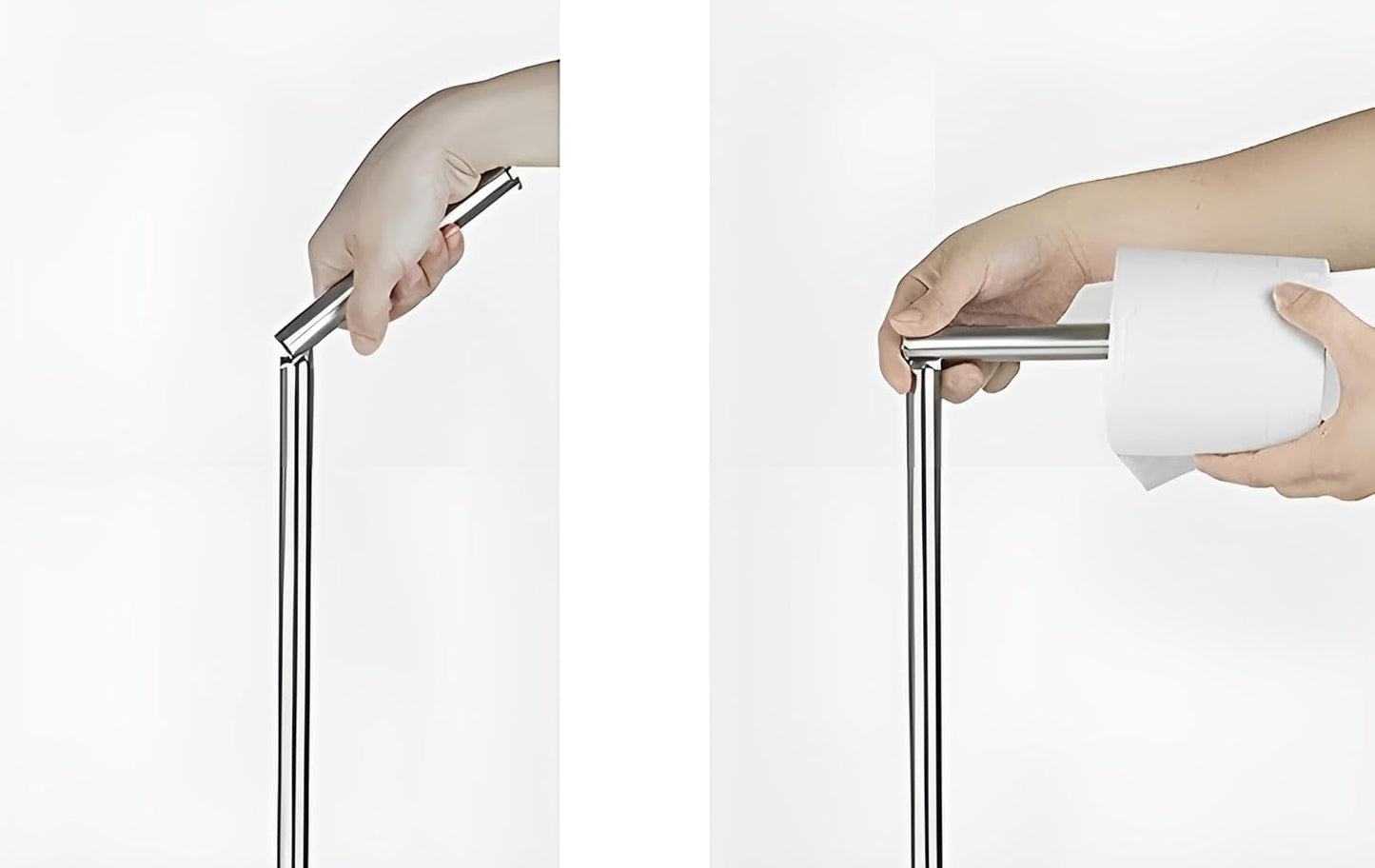 Edelstahl Klopapierhalter stehend ohne Bohren in Silber | Toilettenpapierhalter freistehend ohne Klobürste