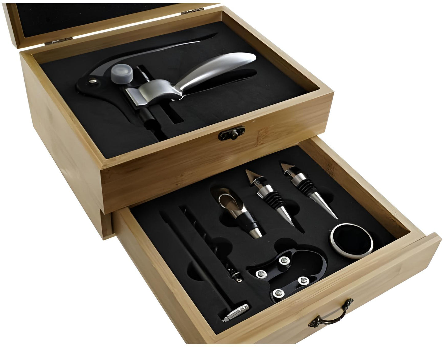 Premium Weinzubehör Geschenkset 8-teilig in edler Holzkiste | Geschenkbox für Frauen & Männer | Geschenkidee zu Weihnachten, Ostern & persönlichen Jahrestagen