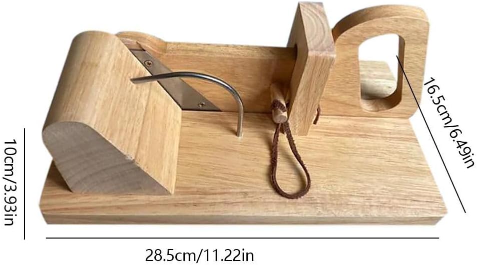 Premium Wurstschneider Holz manuell | Wursthobel mit Edelstahl-Klinge | Aufschnittmaschine Guillotine