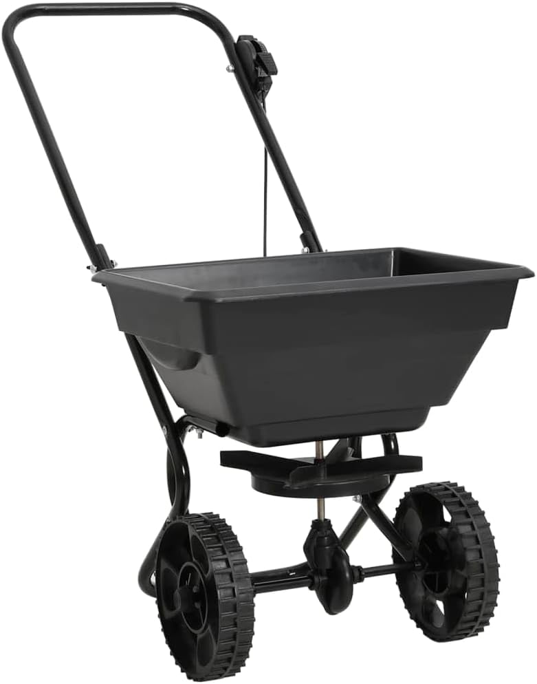 Handstreuwagen für Salz 92 cm breit | Salzstreuwagen Winter Stahl | Streuwagen für Rasen & Dünger zum Schieben | Streumaschine