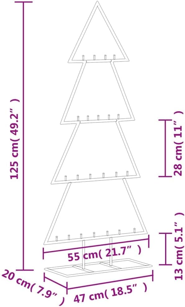 Metall-Weihnachtsbaum groß schwarz für aussen & innen | Tannenbaum Metall 125 cm | Stahl-Gestell draußen & drinnen
