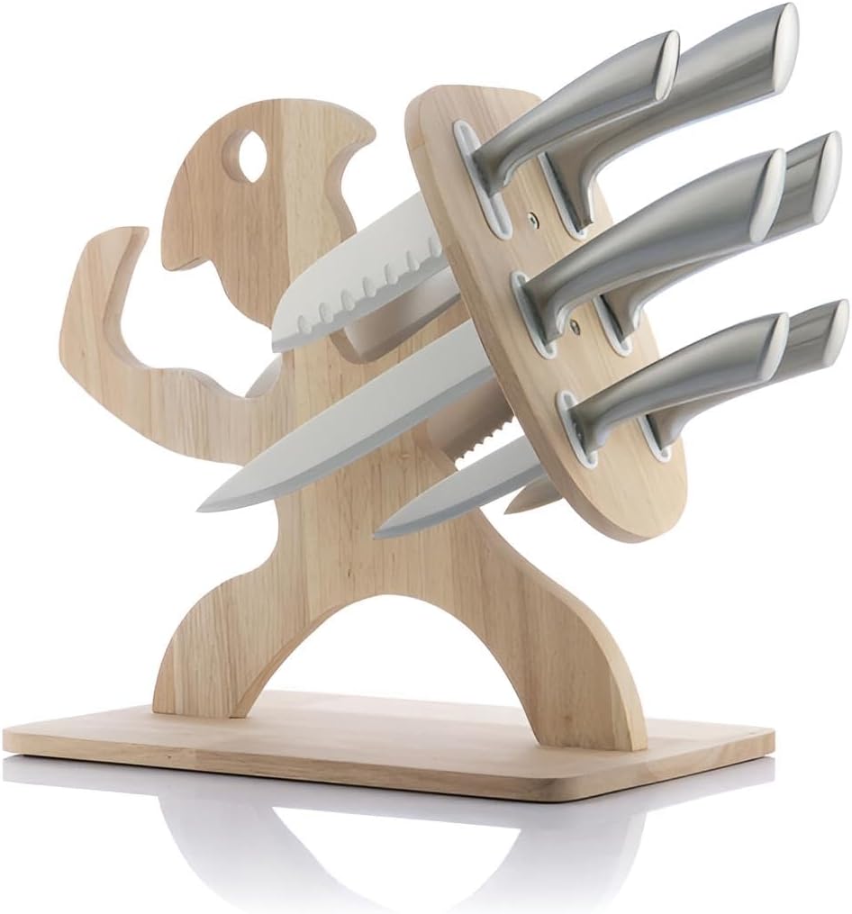 Küchenmesser Set mit Messerblock | Messerset scharf Küche 6-teilig mit Block | Edelstahl Messer Küche All-In-One | Geschenkidee