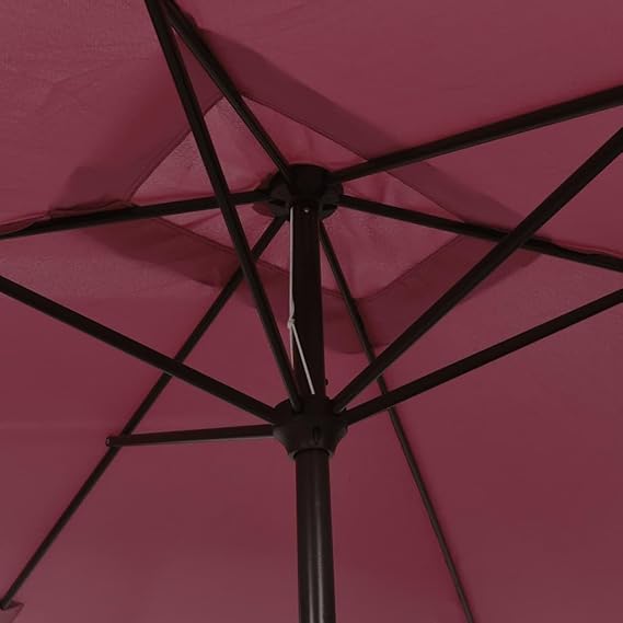 Premium Sonnenschirm 300 cm rechteckig mit Kurbel | Sonnenschirm mit Ständer & Fuß aus Metall in Rot oder Schwarz (Rot)