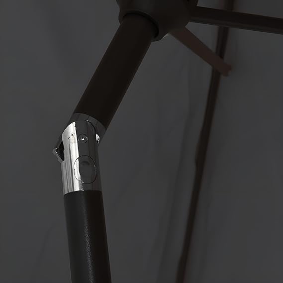 Premium Sonnenschirm 300 cm rechteckig mit Kurbel | Sonnenschirm mit Ständer & Fuß aus Metall in Rot oder Schwarz (Schwarz)