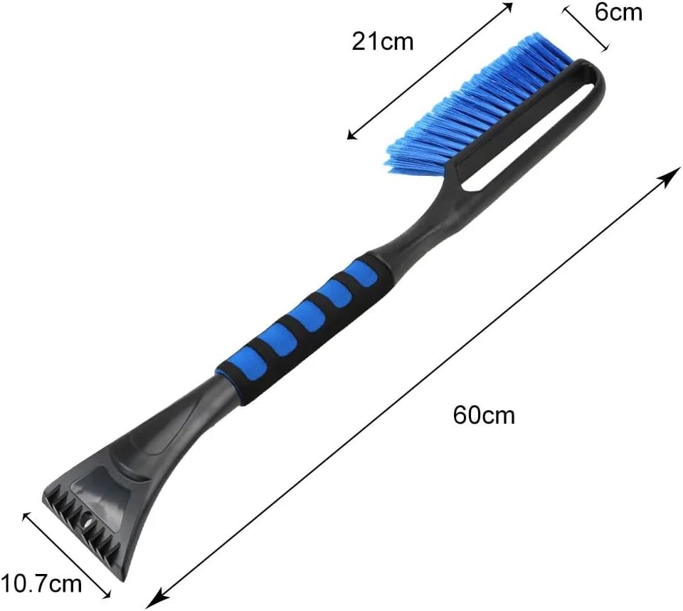 Eiskratzer Auto mit Besen | Schneebesen & Scheibenkratzer 2in1 | Ergonomischer Eisschaber | Reinigungsbürste Schnee 60 cm