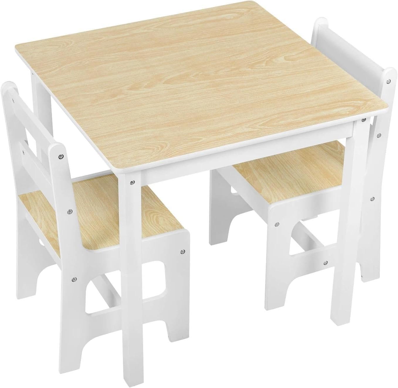 Kinderzimmer Möbel Set aus Tisch und 2 Stühlen | Kindermöbel Kinderzimmer Sitzgruppe in Weiß