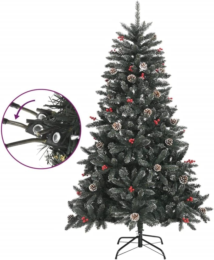 Weihnachtsbaum künstlich 120 cm mit Zapfen, Beeren & Schnne | Künstlicher Tannenbaum & Christbaum Classic Natur-Stil beschneit