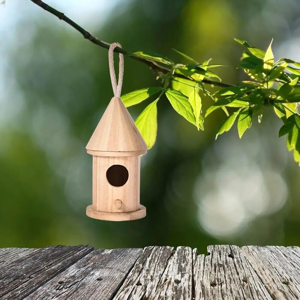 Vogelhaus wetterfest zum Aufhängen aus Holz | DIY Style zum Bemalen | Vogelfutterhaus Vogelhäuschen (Einfache Öffnung)