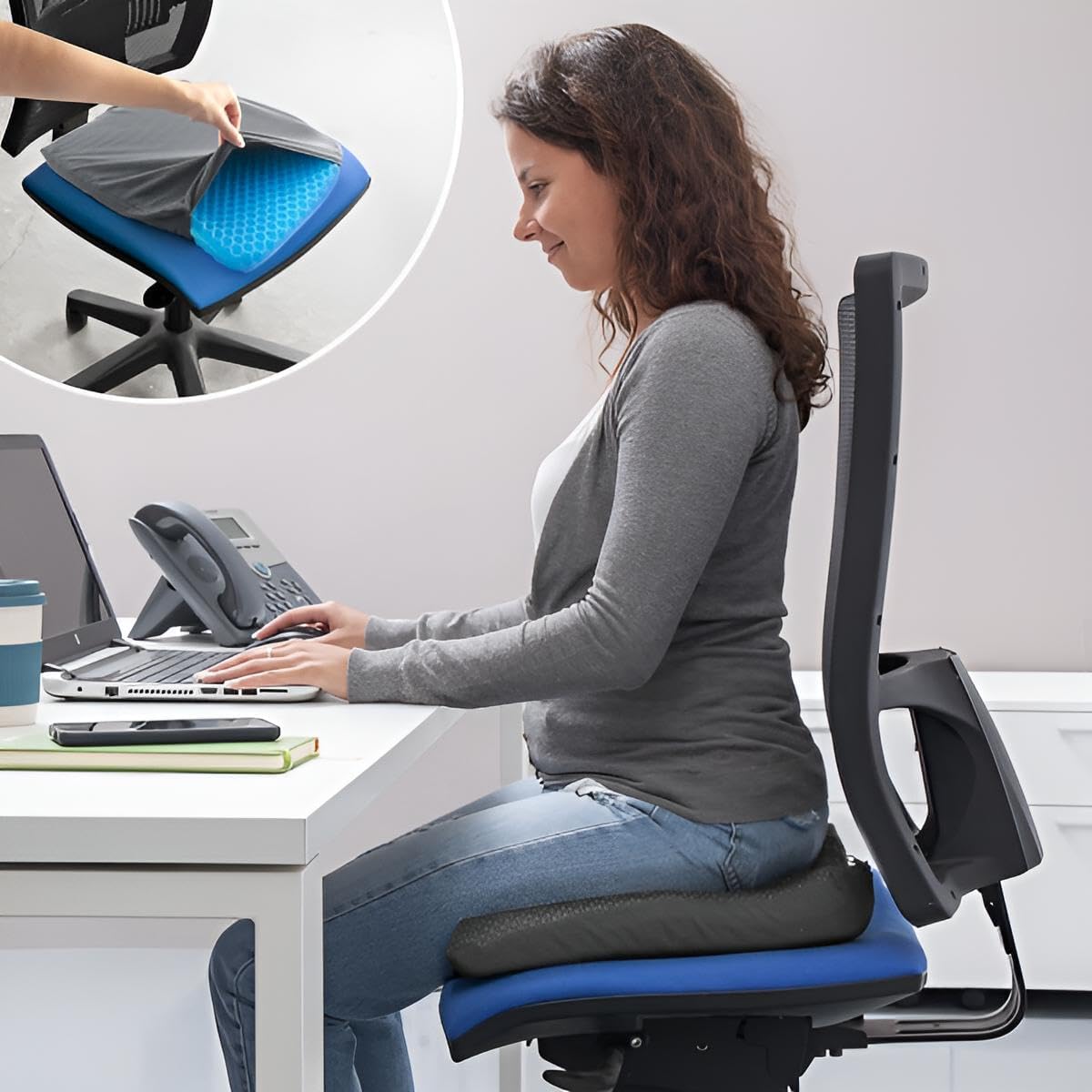 Premium Sitzkissen orthopädisch Bürostuhl | Gelkissen für Steißbein, Rücken & Hüfte | Gelkissen entlastend & kühlend für Autositz, Reisen, Arbeit