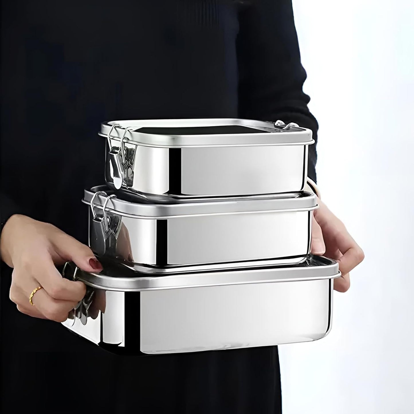 Premium Lunchbox aus Edelstahl für Erwachsene & Kinder | Brotdose groß mit Fächern | Essensbox, Essensbehälter auslaufsicher to go (1 Fach)