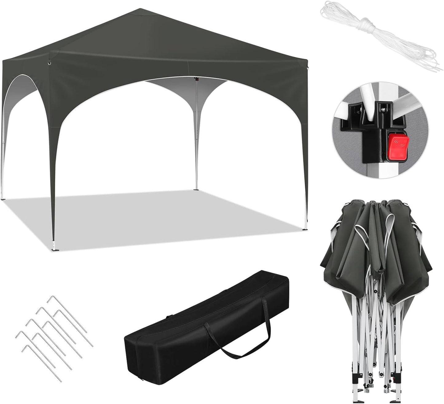 Pavillion klappbar 3x3m / Grau, Beige, Grün (Grün)