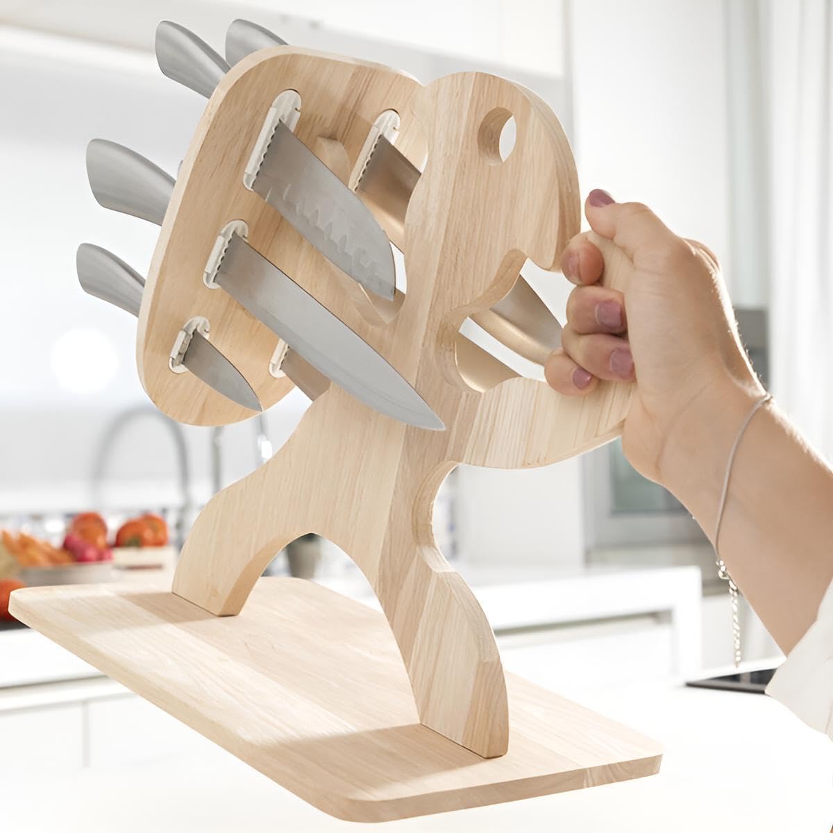 Küchenmesser Set mit Messerblock | Messerset scharf Küche 6-teilig mit Block | Edelstahl Messer Küche All-In-One | Geschenkidee