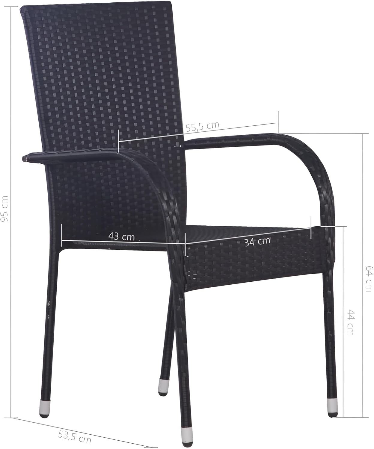Gartenstühle stapelbar Polyrattan 2er, 4er oder 6er Set | Wetterfeste Stühle aus Rattan | Essstühle Kunststoff (6)