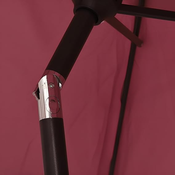 Premium Sonnenschirm 300 cm rechteckig mit Kurbel | Sonnenschirm mit Ständer & Fuß aus Metall in Rot oder Schwarz (Rot)