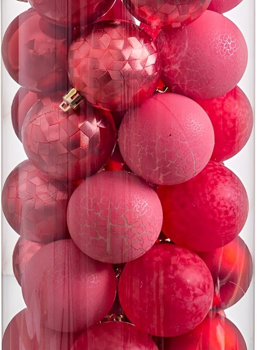 Premium Weihnachtsbaumkugeln Rot Gold Plastik | 40 Stück Baumkugeln Weihnachten, Weihnachtsbaumschmuck | Weihnachtsdeko Set Weihnachtskugeln, Christbaumkugeln bruchsicher