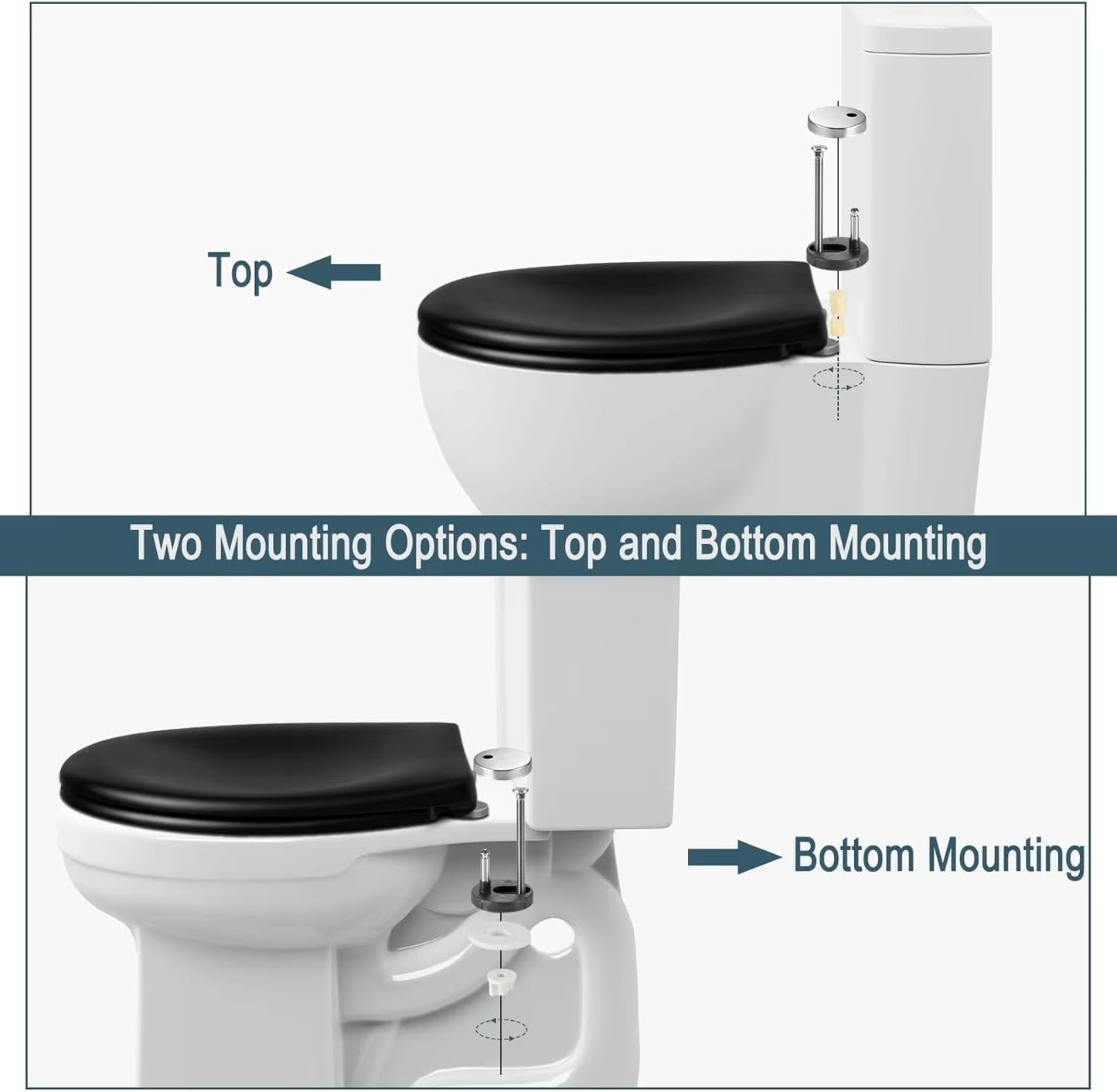 Premium WC-Sitz mit Absenkautomatik Anthrazit oval | Toilettendeckel, Toilettensitz mit Deckel Schwarz | Anti-Bakteriell