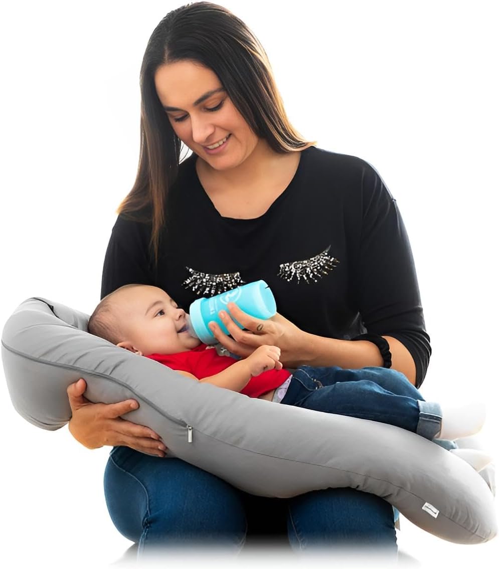 Stillkissen groß XXL mit innovativem Verschluss | Waschbar & aus unbedenklicher Baumwolle | Still-Kissen Erwachsene Seitenschläferkissen Schwangerschaftskissen 150 cm